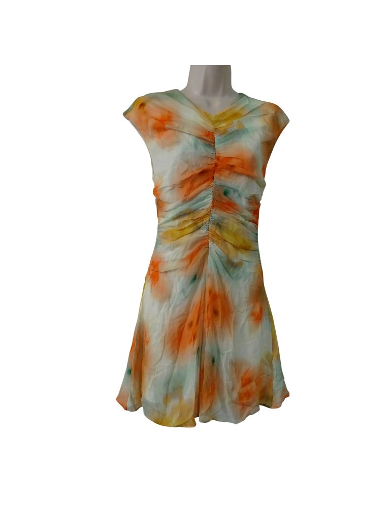 Banana Republic Women Chiffon Ruched Front Mini Dress Size 0 Summer Festival